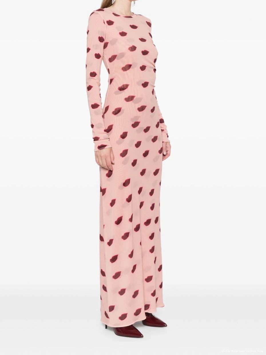 Affordable dress Women Stella maxi lips-print McCartney mesh 0802